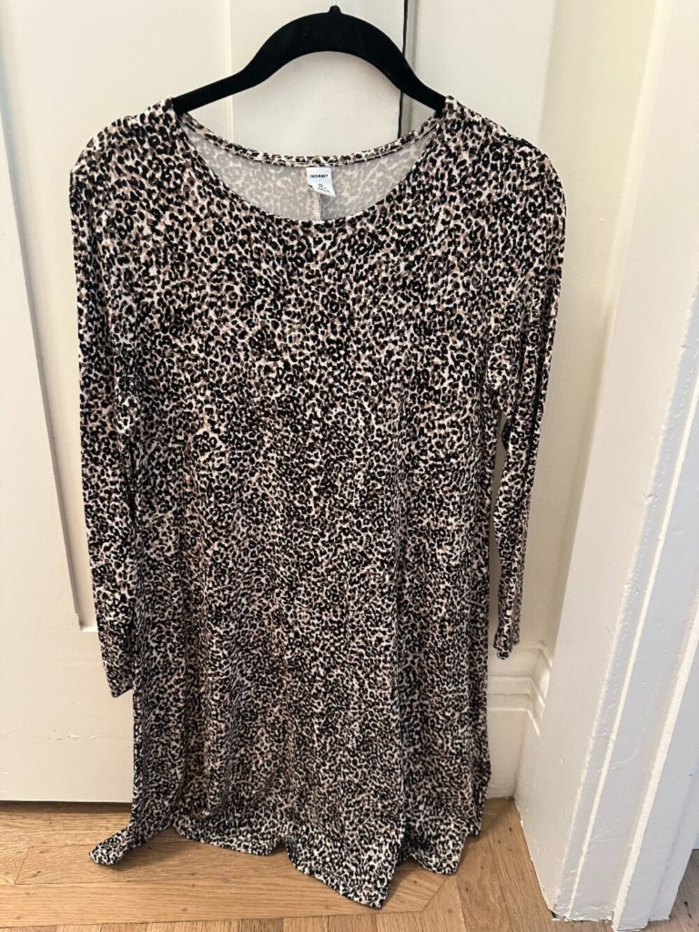Old Navy Leopard Print Long Sleeve Swing Mini Dress - Women's XS Petite - EUC